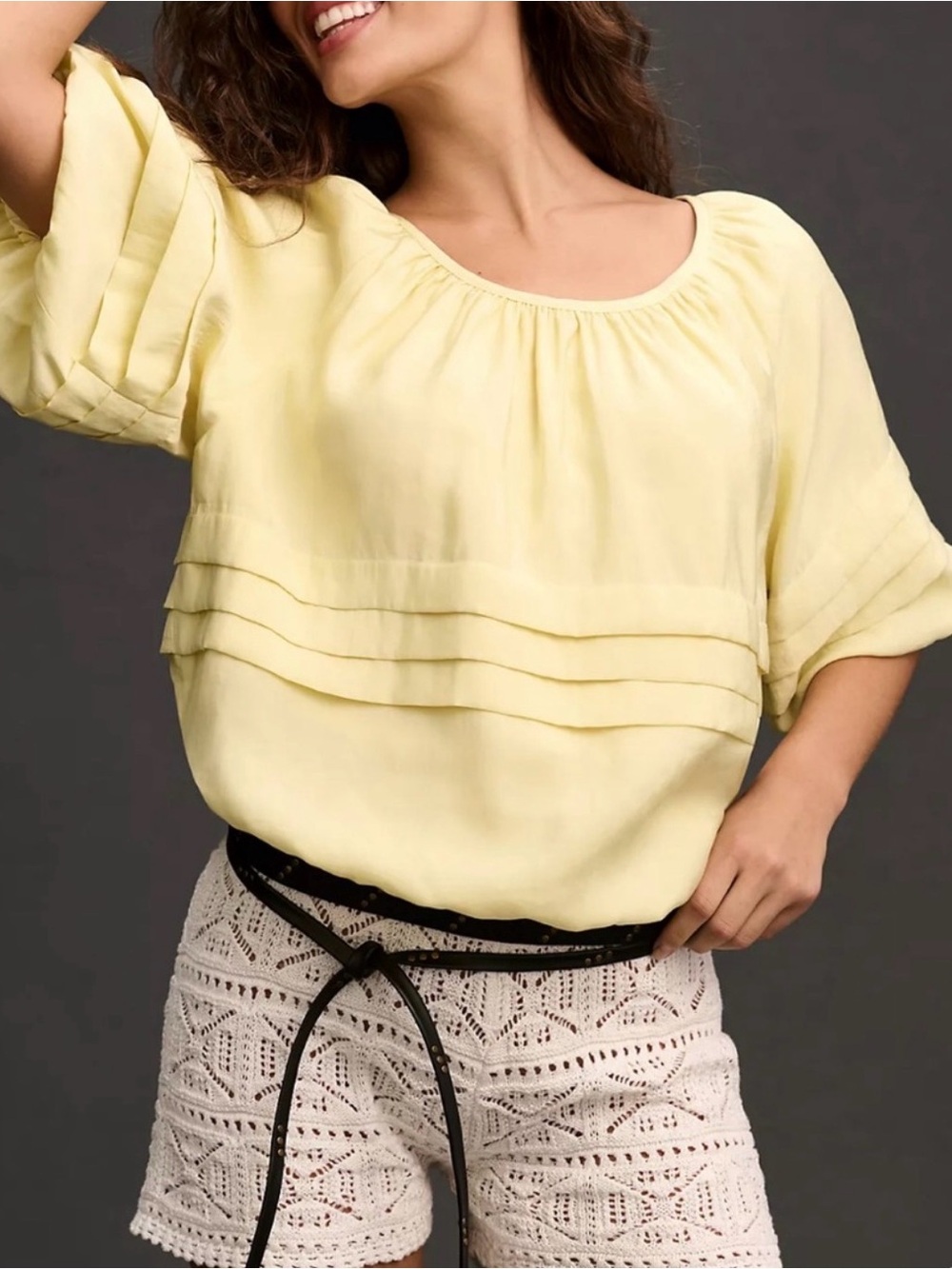Maeve by Anthropologie light yellow bubble top